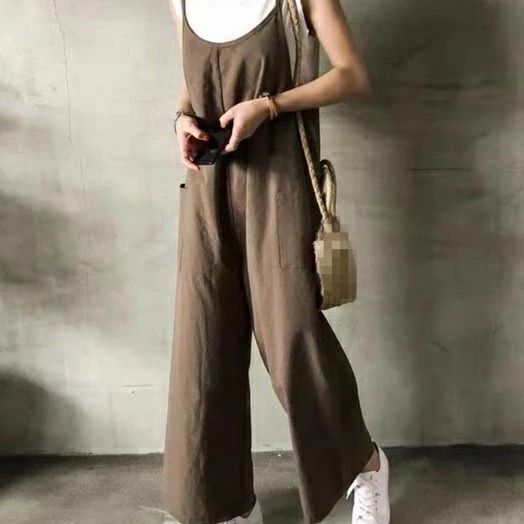 20代 ゆったり 無地 ボトム 春夏秋 ワイドパンツ 体型カバー 30代 サロペット 新作 40代 レディース 50代 シンプル ノースリーブサロペット ロング 大人カジュアル オールインワン パンツ サロペ ママ