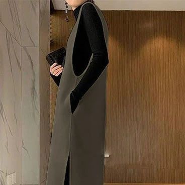 カジュアル 重ね着 レイヤード シンプル 大きいサイズ サイドスリット ロング丈 ジャンパースカート ワンピース ノースリーブ ワンピース ゆったり ジャンスカ 春 送料無料 Vネック OL レディース 秋 体型カバー 通勤 カジュアル 重ね着 レイヤード シンプル 大きいサイズ サイドスリット ロング丈 ジャンパースカート ワンピース ノースリーブ ワンピース ゆったり ジャンスカ 春 送料無料 Vネック OL レディース 秋 体型カバー 通勤