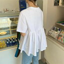 ビッグシルエット チュニック ナチュラル レディース ストライプ ブラウス シャツブラウス 可愛い ゆったり シャツ 秋 半袖 ロングブラウス T-シャツ ス 夏 着痩せ フリル付き カジュアル 無地 体型カバー ラッフルスリーブ 春 仕事 送料無料