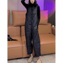 中綿 パンツ 秋 オールインワン 春 ゆったり 冬 レディース ジャンパースカート 重ね着 カジュアル ワイド ジャンスカ サロペット 韓国風 コーデ おしゃれ クルーネック オーバーオール サロペット 体型カバー キルティング サロペットパンツ キルト 大人