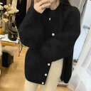 ドロップショルダー ゆったり 大きいサイズ もこもこ カジュアル シャギーニット 可愛い 冬 羽織り 長袖 ドロップショルダー 丸首 レディース 大人 パールボタン ニット おしゃれ 秋 ふわふわ オーバーサイズ カーディガン カーデ クルーネック