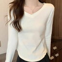 送料無料 【2枚】 無地 春 【2枚】 ス Tシャツ カットソー ストレッチ 長袖tシャツ コットン 綿混 裾ランド 肌に優しい 体型カバー レディース 大きいサイズ 綿 秋 tシャツ