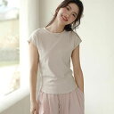 着痩せ 半袖 華奢見え Tシャツ シンプル 無地 夏 半袖 フレンチスリーブ Tシャツ 春物 美ライン♪フレンチスリーブTシャツ Uネック 無地 春 tシャツ ...