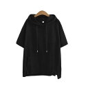 ゆったり 夏物 カットソー おしゃれ フード付きtシャツ 半袖tシャツ レディース 半袖パーカー ス プルオーバー ゆったり コットン パーカー パーカー 大き...