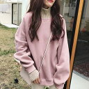 重ね着風 トレーナー レディース ハイネック スウェット 裏起毛 おしゃれ プルオーバー 長袖 レイヤード タートルネック チュニック パーカー ルームウェア ...