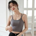 夏 ブラキャミソール レディース ブラ パッド付 薄手 カップ付きインナー ダブルストラップ 下着 春 綿混 ノンワイヤー タンク ブラキャミ V字型バック お...