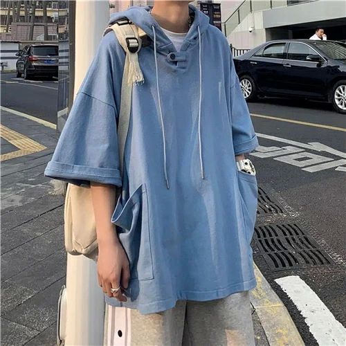 tシャツ 半袖 メンズ ブランド パーカー 無地 シンプル カジュアル 大きい 吸汗速乾 ゆったり 韓国 高校生 フード付き Tシャツ ファッション ビッグシルエットおしゃれ ビッグtシャツ 大きいサイズ 韓国服 おうちコーデ ユニセックス 白 灰色 ブルー s m l ll 3l 4l
