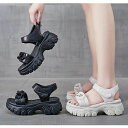厚底サンダル レディース 歩きやすい スポーツサンダル ヒール5cm ベルト コンフォート 歩きやすい 軽量 美脚効果 スポサン ビーチサンダル 厚底靴 カジュアル 夏 黒 ホワイト 21.5 22.0 22.5 23.0 23.5 24.0 24.5