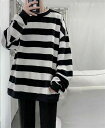 通学通勤 レディース ゆったり 人気 トレーナー ス 長袖Tシャツ トレーナー メンズ ボーダー柄 カップル プルオーバー スウェット スウェット トレーナー(4)