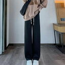 大きいサイズ ストレート ルームウェア 春服 パンツ ハイウエスト スウェット ボトムス ウエストゴム 黒 体型カバー 春夏 ゆったり 部屋着 春 ワイドパンツ...
