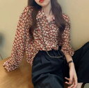学生 上品 L エレガント 定番 夏 春 30代 着回し 美容師 レッド インスタ映え 20代 ママ モテ おしゃれ レディース 花柄 袖あり 10代 ブラウス メイクアップアーティスト 前開き 通学 シャツ カジュアル きれいめ トップス XL お出かけ S M デート 大人可愛い 主役級