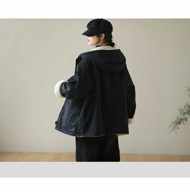 ハーフコート フード付 オレンジ 防寒 グリーン あたたかい レディース 裏ボア アウター 【送料無料】ムートンジャケット 冬ジャケット 裏起毛 オーバーサイズ モッズコート 厚手 ジャケット ラグラン袖 パーカー 冬 フード付きジャケット ブラック ムートンコート