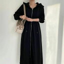 ロングワンピ フード付 オフホワイト 20代 冬 グレー 袖あり ワンピ 黒 春 ジャージワンピ レディース ゆったり ブラック おしゃれ 長袖 大人 カジュアル ミモレ丈 秋 セーター ジャケット 30代 ワンピース 可愛い