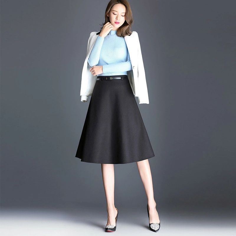 3XL オフィス 2XL 韓国ファッション ビジネス 清楚 無地 ブラック 大きいサイズ M 大人 XL ボトムス S お仕事コーデ L 大人女子 4XL ブラウン 大人カジュアル 秋冬 デート ひざ丈 スカート フレア