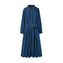 秋物 着痩せ 春服 前ボタン ミモレ丈 前開き ロングワンピ デニムワンピース デニムジャケット ワンピース aライン 体型カバー デニムシャツ 長袖 30代4...