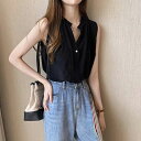 通勤 ノースリーブ おしゃれ ブラウス 襟付き 袖なし シフォンシャツ 無地 ス ギフト OL 着?せ 通学 シャツブラウス インナー スーツ カジュアル スト...
