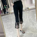 レギンス 花柄 タイツ ひんやり 7分丈 夏用 吸汗速乾 ボトムス ウエストゴム ストレッチ 接触冷感 総レース 夏 薄手 スパッツ 花柄レース シースルー 送料無料 切り替え レディース 7分丈レースレギンス 春夏 涼しい ドライ(4)