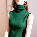 春 きれいめ カジュアル ストレッチ レディース カットソー 伸縮 薄手 タンク インナー サマーニット ニット ハイネック ス ノースリーブ キャミソール オフィス 無地 夏 タートルネック