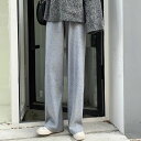 ウエストゴム 秋 ストレートパンツ カジュアル 秋冬 リブ ワイドパンツ 冬 ニットパンツ リブニットパンツ レディース 大きいサイズ リブパンツ プリーツパンツ