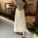 ロング丈 ワイドパンツ ウェストゴム パンツ フレアパンツ レディース 裾プリーツ 小さいサイズ キュロット 大人 体型カバー スカーチョ リネンパンツ スカート見え 大きいサイズ ガウチョパンツ