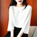 サテン 七分袖 夏 丸首 贈り物 M 大人女性 シャツ 20代 カットソー ブラウス S ス Tシャツ 春服 きれいめ ひんやり ゆったり 母の日 ドロップショ...