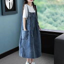 パーカー スカート 上品 ノースリーブ 夏 女性用 ジャンスカ Aライン デニムサロペット 体型カバー 袖なし マキシ レディース 春 カジュアル 大きいサイズ 旅行 ワンピース デニム 大人 ジャンパースカート ゆったり きれいめ コットンワンピース ロング 無地 ジャンスカ
