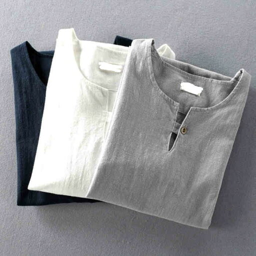 S-5XL 綿麻 Tシャツ ス カジュアルTシャツ 夏物 ヘンリーネック リネンTシャツ シンプル 新品 メンズ 半袖Tシャツ T- 無地 S-5XL 綿麻 Tシャツ ス カジュアルTシャツ 夏物 ヘンリーネック リネンTシャツ シンプル 新品 メンズ 半袖Tシャツ T- 無地
