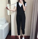 セットアップ レディース カジュアル 3点セット 夏服 40代 半袖 tシャツ ベスト 七分丈パンツ ジャージ 上下 コーデ トップス ボトムス 運動服 スウェ...