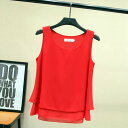 全13色×7サイズ!シフォンタンクトップ タンクトップ シフォントップス ノースリーブ 2枚シフォン重ね ノースリーブブラウス Aライン ゆったり 大きサイズ シンプル 無地 春夏 送料無料