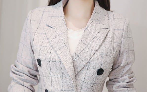 セットアップ スーツ パンツ ボトムス ジャケット ダブルブレスト 長袖 ロング チェック 格子柄 