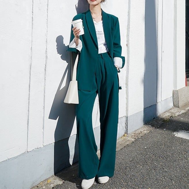 セットアップ スーツ パンツ ボトムス ジャケット アシンメトリー サイドベルト ストライプ裏地 ワ
