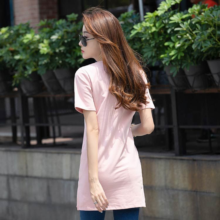 レディース プリントTシャツ トップス 大人かわいい tシャツ 半袖 夏 スリット入り 柔軟性 半袖 チュニック 着?せ クルーネック ブラウス ロングtシャツ 綿 コットン 大きいサイズ トップス サイドスリット ロング丈 通気性 体型カバー