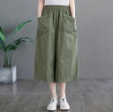 パンツ 8分丈 ワイドパンツ 大きいサイズ サラカル コットン ストレッチ バギーパンツ ガウチョ ナチュラル ゆったり 体型カバー オリジナル
