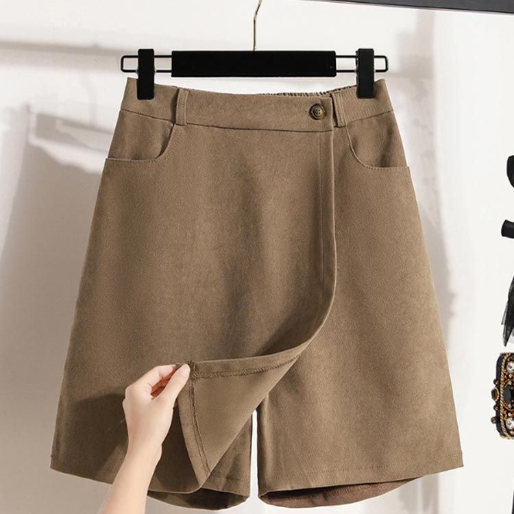 ハーフパンツ スカート風 ボトムス レディース ひざ丈 ショート丈 ミドル丈 スカパン ショーパン スカンツ スカーチョ キュロット 台形 タック ウエストゴム ミニスカート ハイウエスト 無地 Aラインパンツ 体型カバー 送料無料 キャメル ブラック