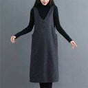 オールインワン 秋 50代 ワンピース タンクワンピース ジャンスカ ポケット 大人 コンビネゾン レディース 大人 秋 Vネック きれいめ ストライプ ボタン 重ね着 送料無料 冬 ツイード スカート ロング ジャンパースカート 冬 春