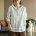 綿麻トップス ガーゼ 体型カバー リネン 大人 パーカー レディース 春 フード付き ゆったり Tシャツ 夏 ブラウス 送料無料 シャツブラウス 長袖 長袖 着心地