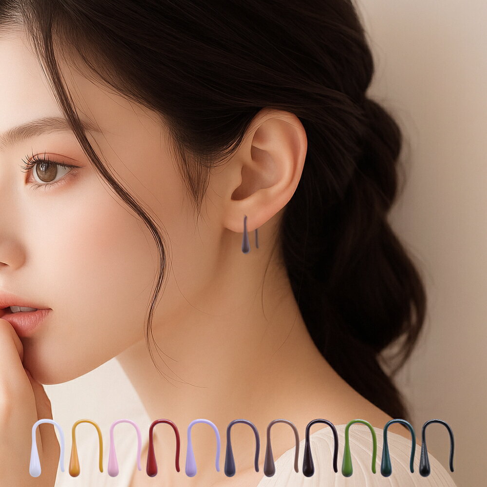 ティアドロップ 雫 フック ピアス つけっぱなし 金属アレルギー対応（セラミック）2個セット 両耳用 ドロップフープ ドロップフック ファーストピアス セカンドピアス レディース メンズ しずく型