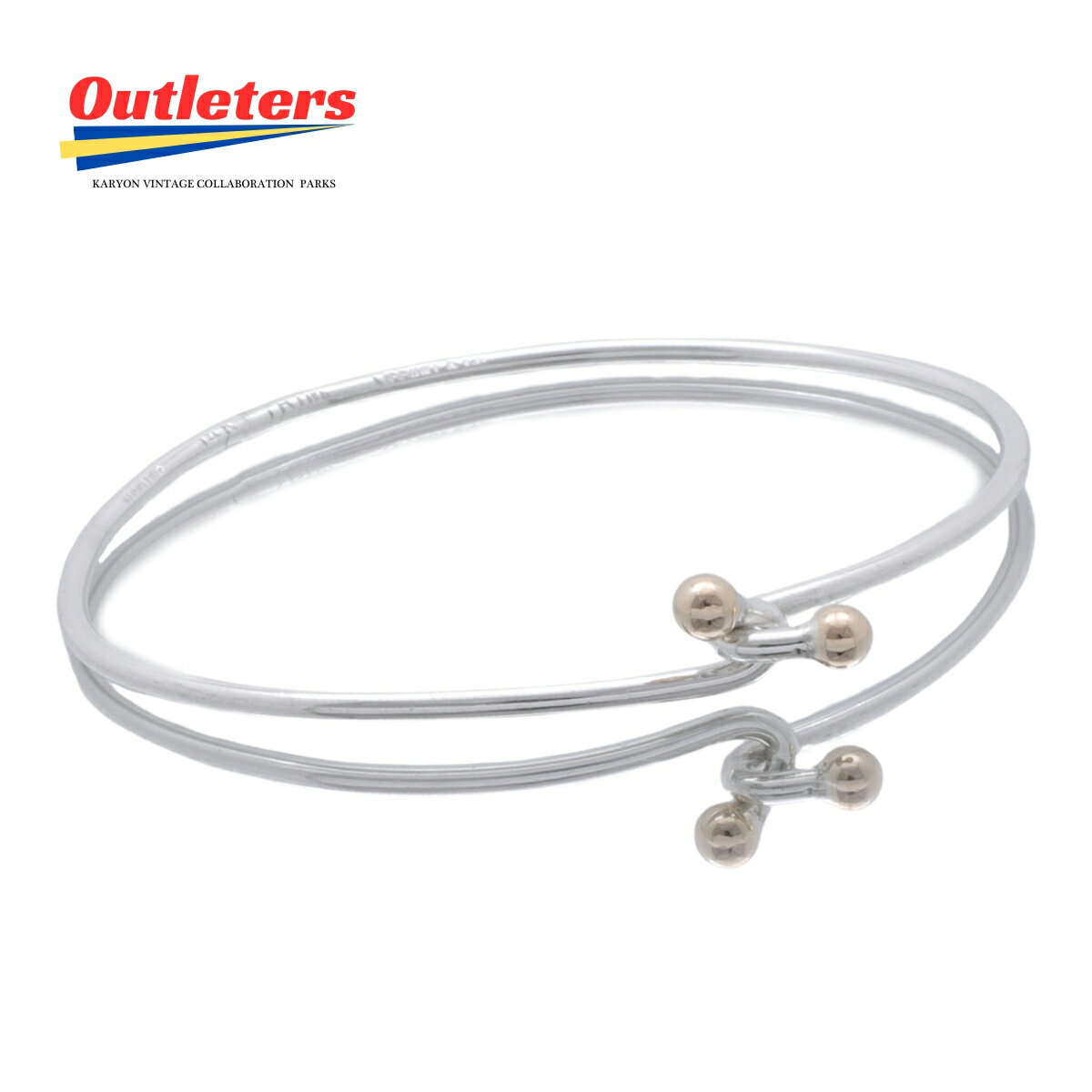 【動画有】ティファニー Tiffany&co フック&アイ バングル ブレスレット Ag925 シルバー K14YG 【中古】