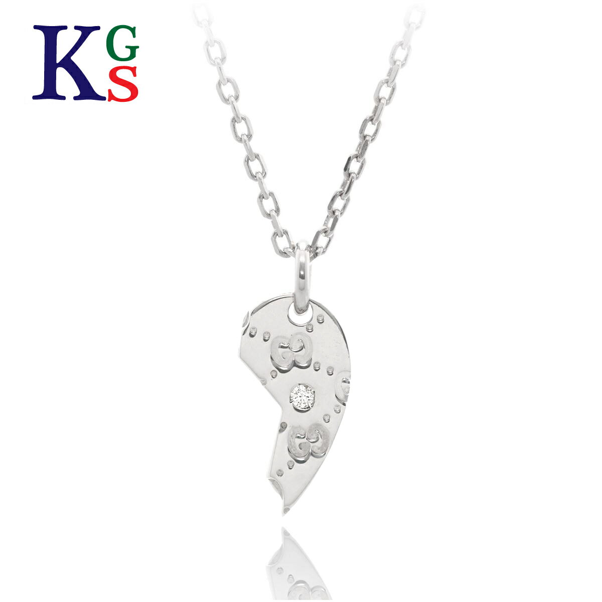 【ギフト品質】グッチ GUCCI ネックレス アイコン ハーフ ハート ペンダント ダイヤモンド ホワイトゴールド 18金 K18WG レディース 女性 彼女 ...