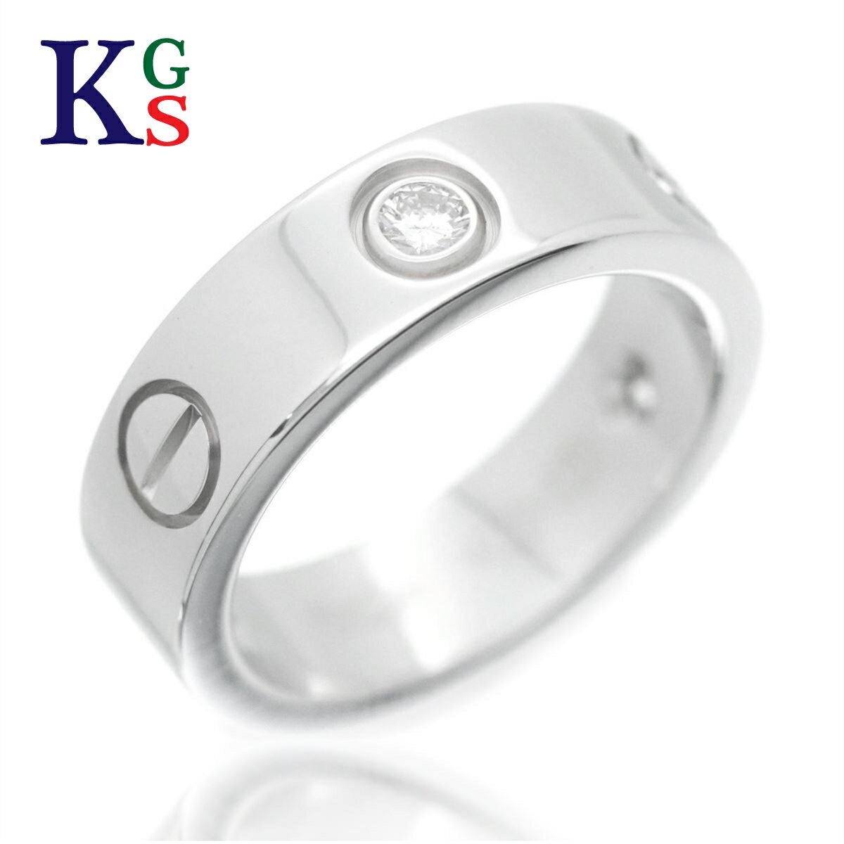 【ギフト品質】カルティエ Cartier リング 指輪 ラブリング LOVE ( ラブ ) ハーフ ダイヤモンド 3P ホワイトゴールド 18金 K18WG B...