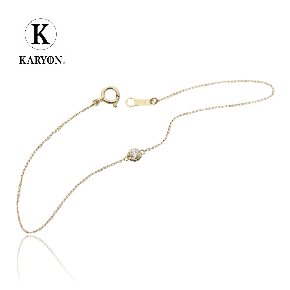 【ギフト品質】アーカー AHKAH ブレスレット ティア ダイヤモンド 0.05ct イエローゴールド 18金 K18YG シンプル ワンポイント レディース ...
