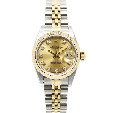 【新古品】ロレックス/ROLEX レディース 腕時計 デイトジャスト シルバーxゴールド コンビ 10Pダイヤモンド(旧台座) ステンレススチールxK18YG 自動巻き 69173G