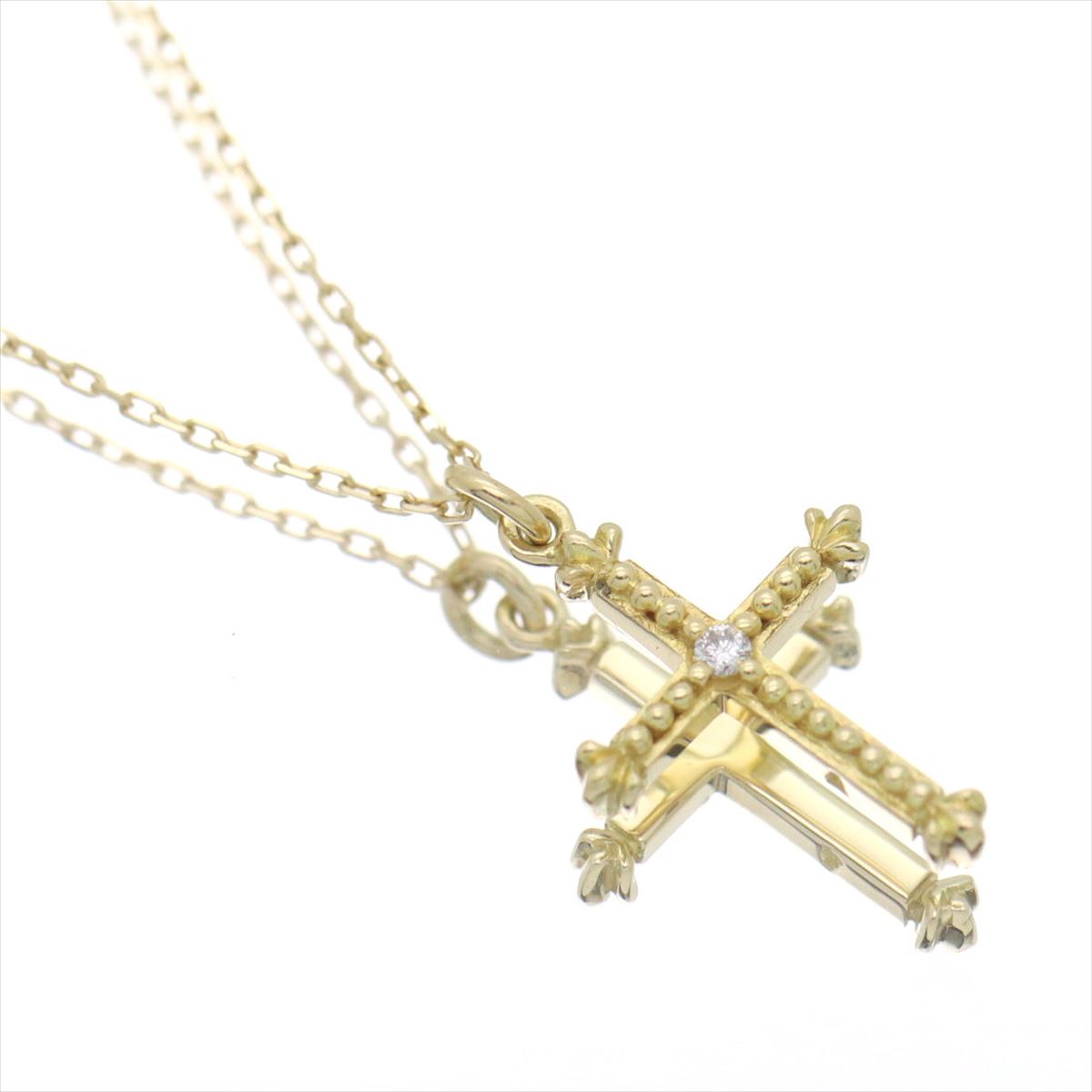 【ギフト品質】アーカー AHKAH ネックレス クレオ クロス ダイヤモンド 0.01ct イエローゴールド 18金 K18YG レディース 女性 彼女 妻 ジュエリー アクセサリー 誕生日 記念日 プレゼント ギフト 20代 30代 40代 50代【動画】【中古】