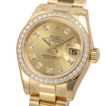 【ギフト品質】ロレックス ROLEX レディース 女性 彼女 妻 腕時計 デイトジャスト イエローゴールド K18YG 10P ダイヤモンドベゼルダイヤモンド自動巻き 金無垢 179138G 誕生日 記念日 プレゼント 20代 30代 40代 50代【中古】