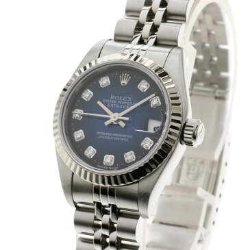 【ギフト品質】ロレックス/ROLEX レディース 腕時計 デイトジャスト ブルーグラデーション文字盤 シルバーxホワイトゴールド コンビ 新10Pダイヤモンド ステンレススチールxK18WG 69174G 誕生日 記念日 プレゼント ギフトラッピング 正規品【中古】73