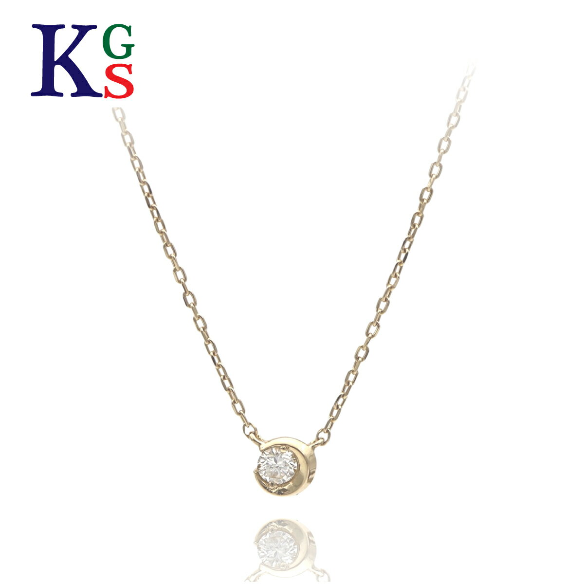 スタージュエリー StarJewelry ネックレス ムーン セッティング イエローゴールド 18金 K18YG ダイヤモンド 0.04ct レディース 女性 彼女 妻 ワンポイント 1粒 ジュエリー アクセサリー 誕生日 記念日 プレゼント ギフト 20代 30代 40代 50代