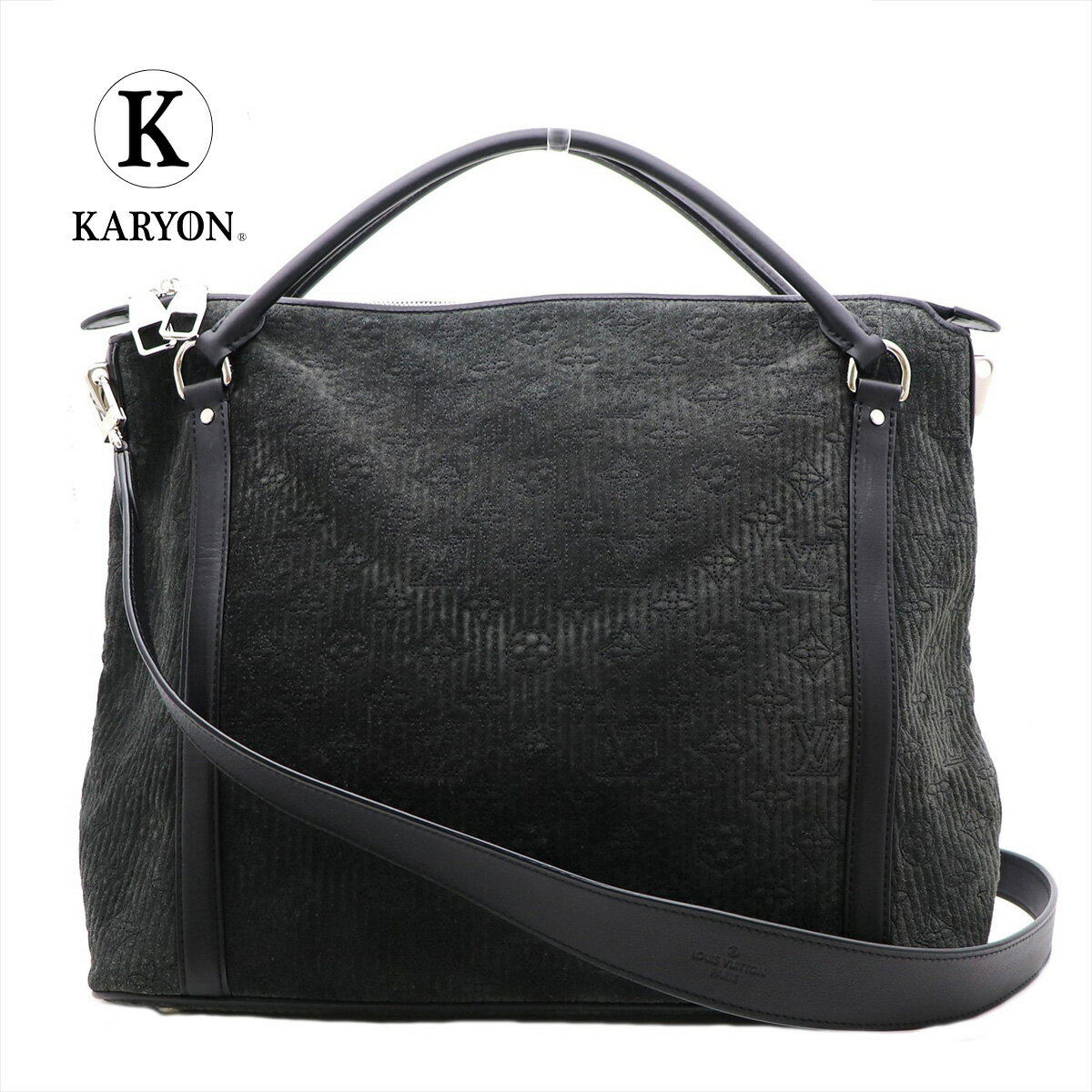 【新品同様】ルイヴィトン/Louis Vuitton アンティア イクシアMM 2way ハンドバッグ/ショルダーバッグ チャコールグレイ モノグラムパターン刺繍 スエード/ラムスキン M93806 誕生日 記念日 プレゼント ギフトラッピング