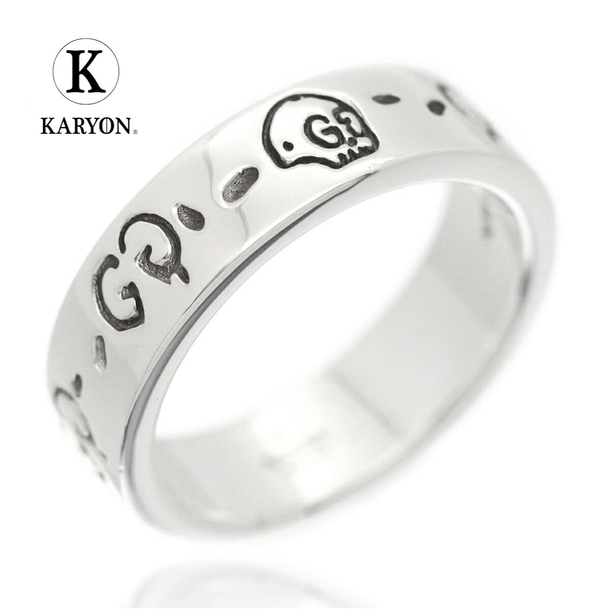 【動画/ギフト品質/6号-24号】グッチ GUCCI リング 指輪 グッチ ゴースト シルバー Ag925 スカル ドクロ フラットバンド レディース 女性 彼...