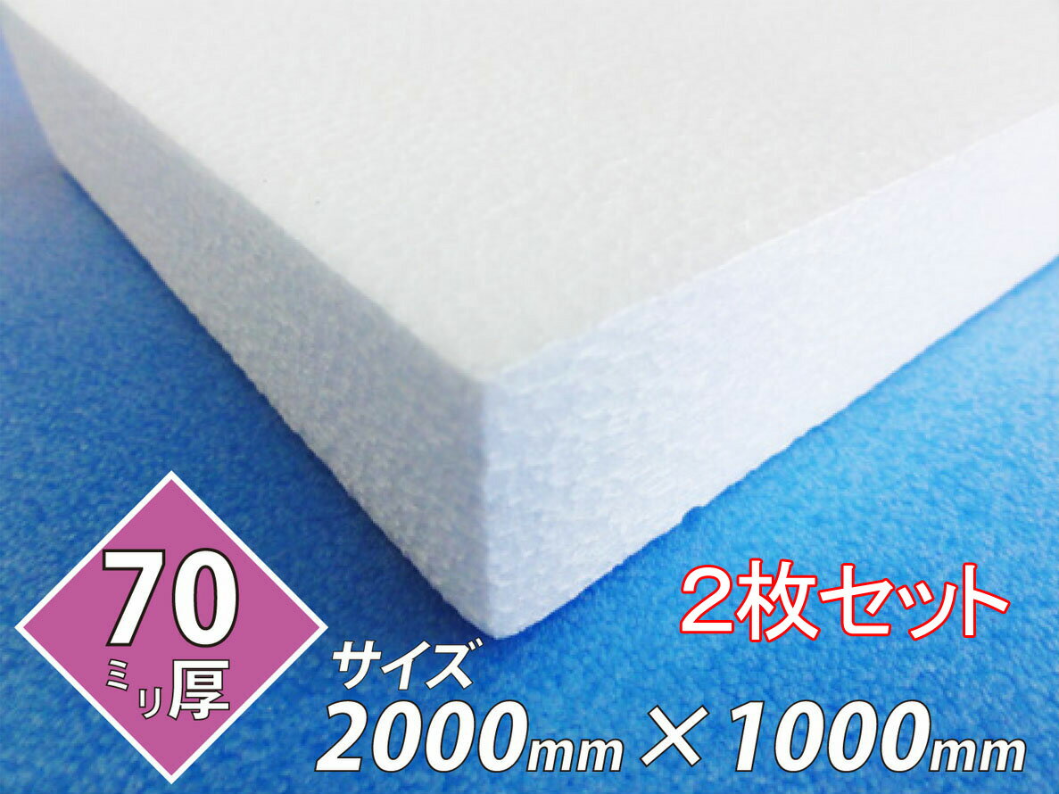 発泡スチロール 板 ボード 断熱材 レフ板 パネルボード ディスプレイ 節電 2000×1000×70 送料無料 2枚..