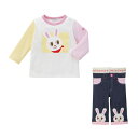 ミキハウス 長袖Tシャツ&スパッツセット【BOX付き】FREEサイズ(70-80cm) ピンク おかお